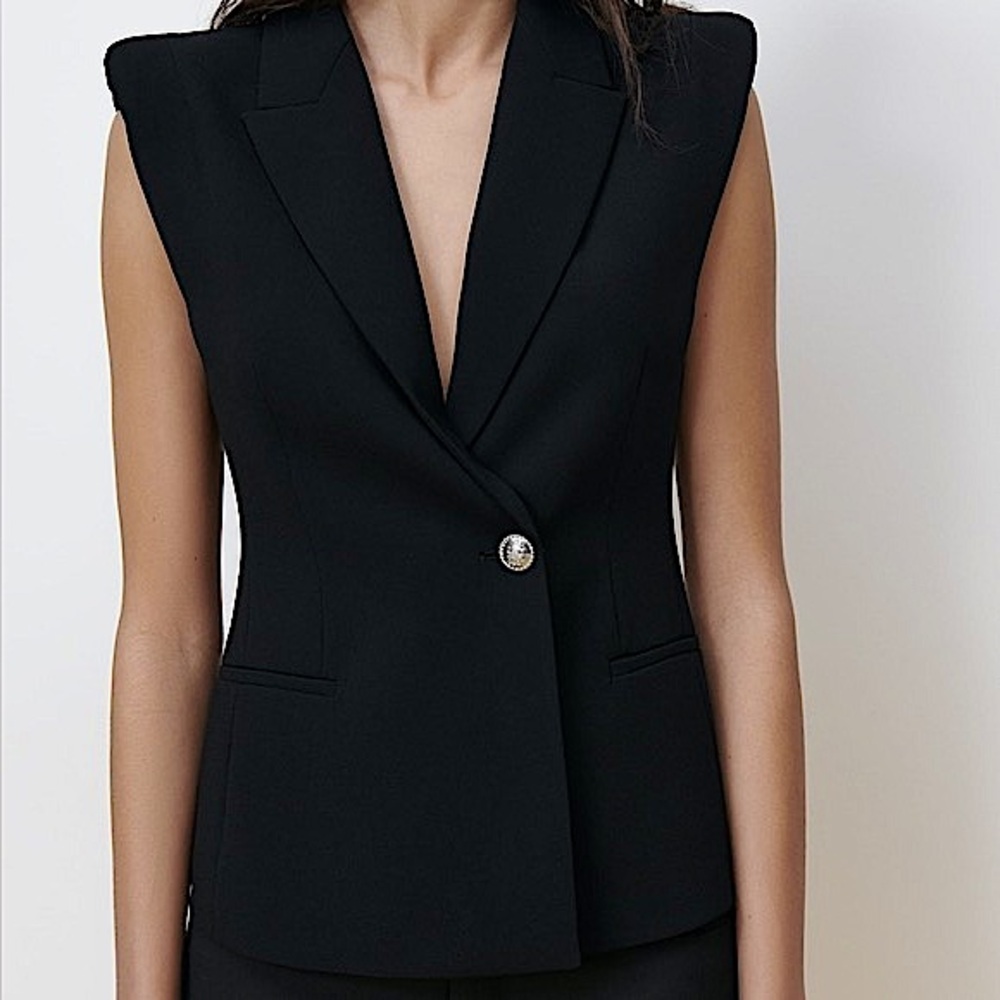 NWT ZARA BLACK LIMITED EDITION FITTED PUFF SHOULDER VEST